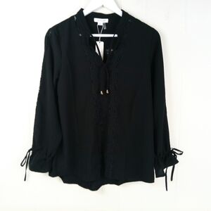 Elegant Black Women's Top Size XS (4-6) Popover